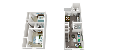 Floor plan for 2 beds, 2 baths, 1100 sqft